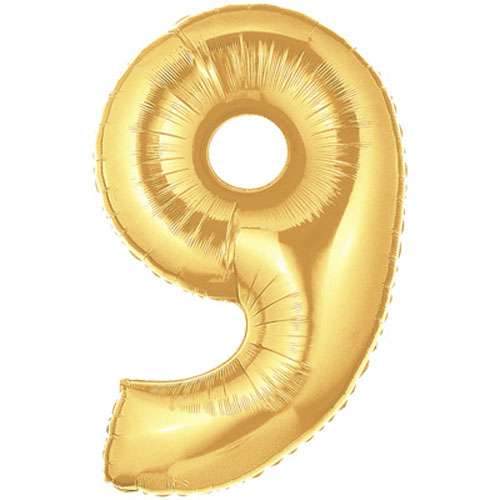 Gold Foil Number Balloon - 9 - Click Image to Close